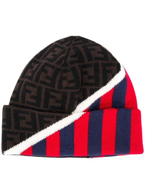 fendi ff stripe wool beanie